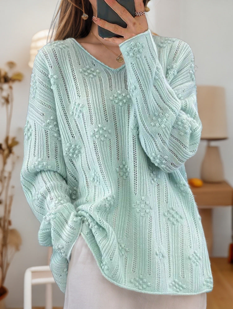 Pull en tricot pour femmes avec motif détaillé et décolleté en V Chic und Stil