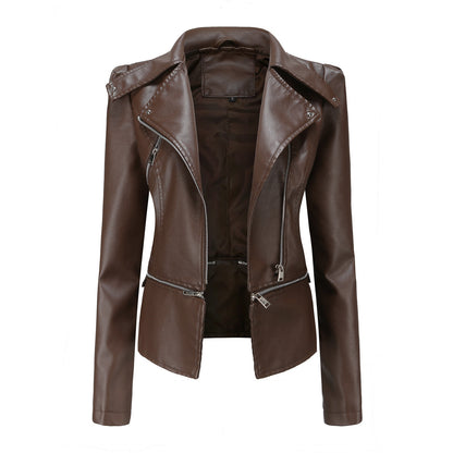 Ladies Asymmetrical Biker Jacket in Faux Leather with Refined Zips Chic and Style
