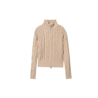 Dame cardigan avec col haut et zipper décoratif Chic und Stil