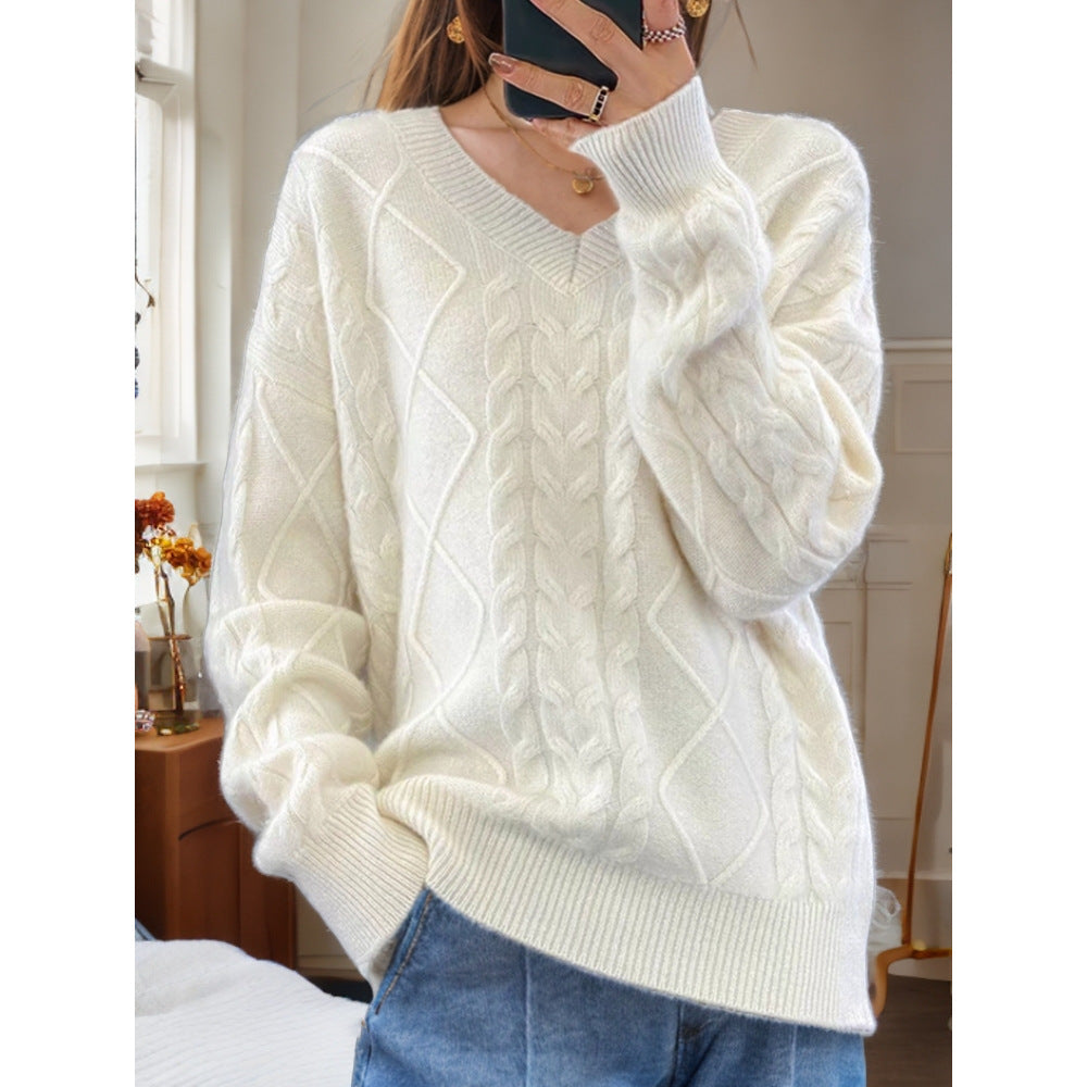 Dames Pull en tricot élégant avec motif torsadé détaillé Chic und Stil