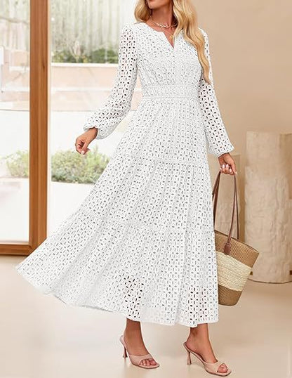 Robe maxi pour femmes au design élégant en crochet Chic und Stil