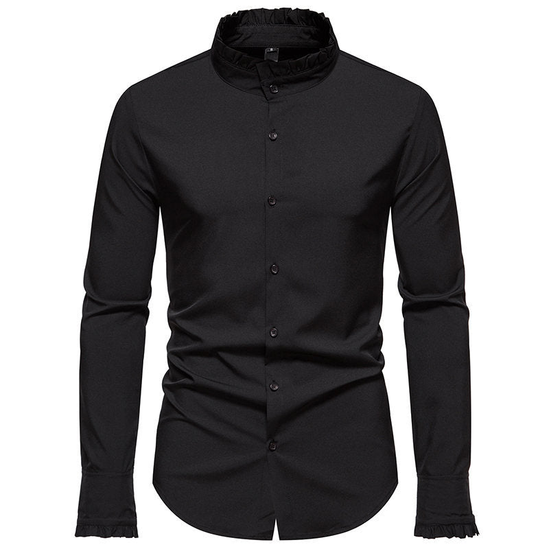 Chemise à manches longues pour hommes avec col montant tendance et détails élégants Chic und Stil
