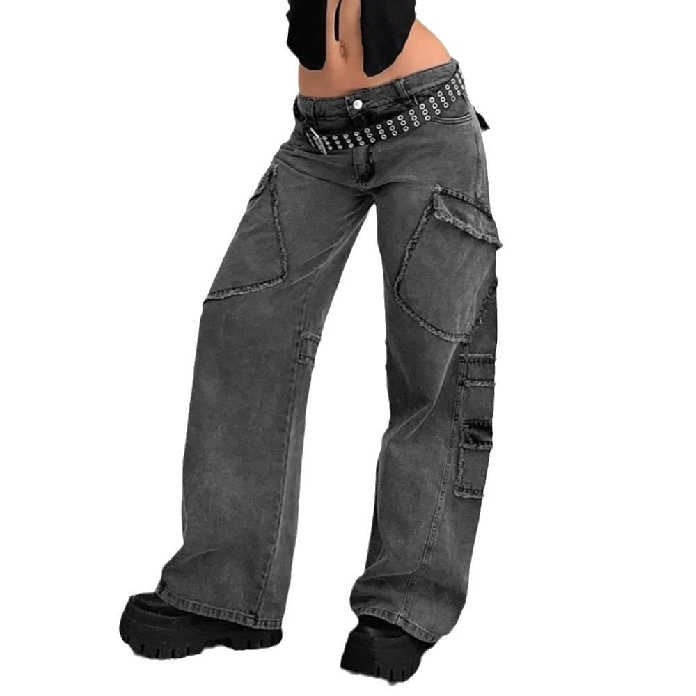 Vintage casual style women's cargo pants with remarkable applications Chic and Style