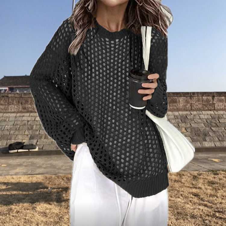 Pull en tricot léger pour femmes avec motif ajouré et coupe ample Chic und Stil