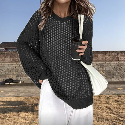 Pull en tricot léger pour femmes avec motif ajouré et coupe ample Chic und Stil