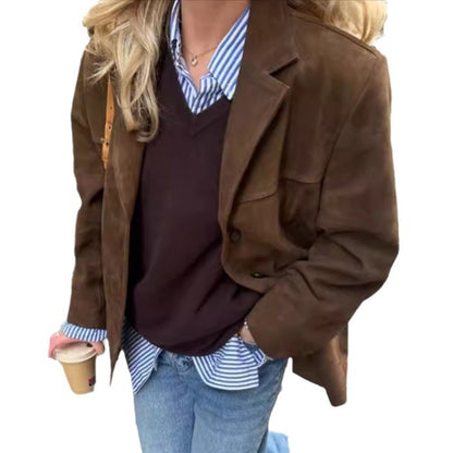 Dames Blazer en Laine Oversize avec Manches Structurées Chic und Stil