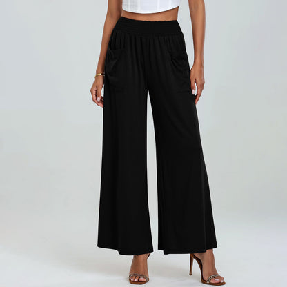 Wide palazzo pants for women with elastic waistband and practical pockets Chic and Style