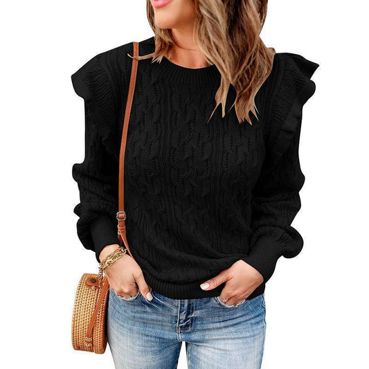 Pull en tricot surdimensionné pour femmes avec volants Chic und Stil