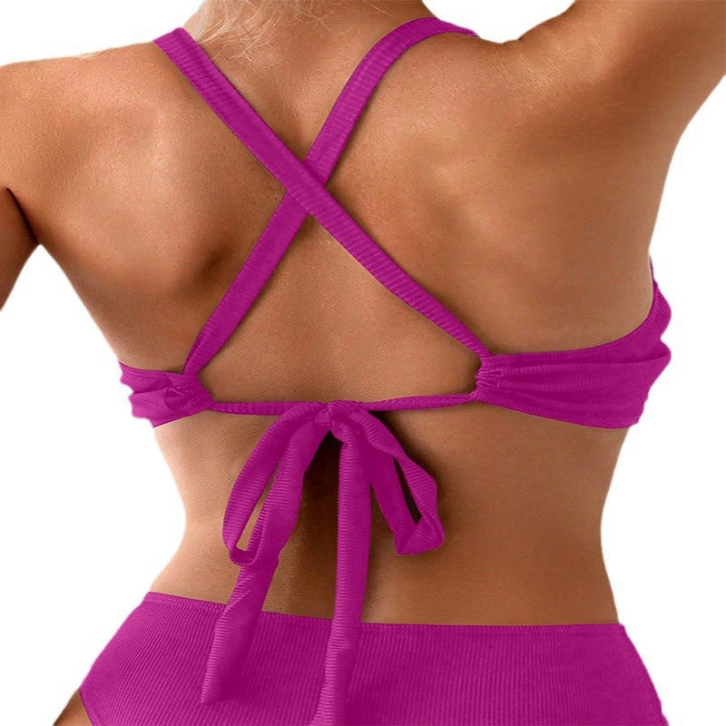 Dames haut de bikini croisé structuré Chic und Stil
