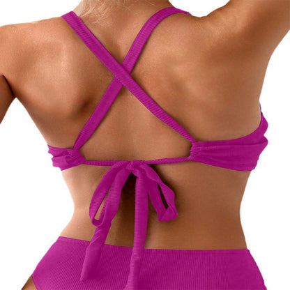Dames haut de bikini croisé structuré Chic und Stil