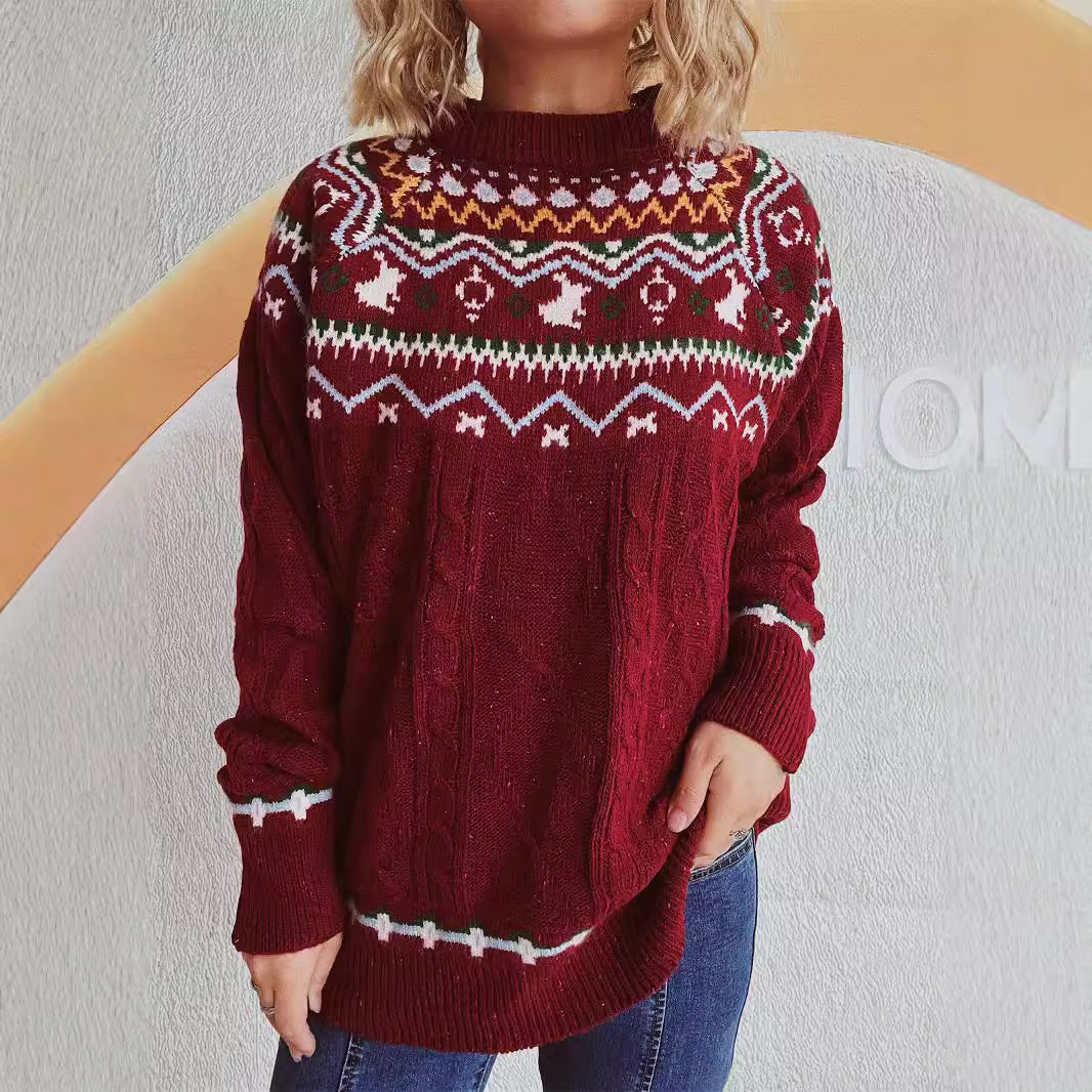 Pull-over en grosse maille pour femmes avec motif festif et dessin de torsades moderne Chic und Stil