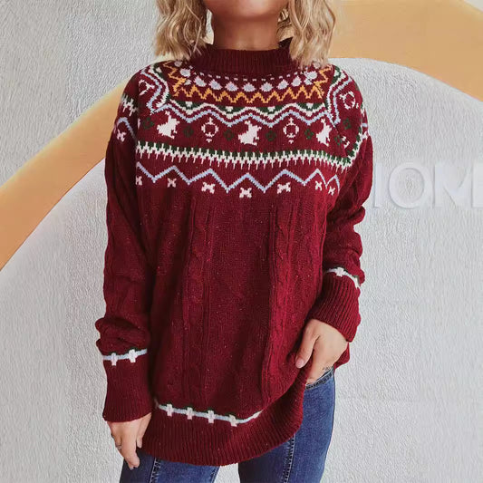 Pull-over en grosse maille pour femmes avec motif festif et dessin de torsades moderne Chic und Stil