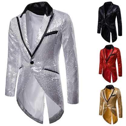 Blazer en sequins élégant pour hommes avec coupe asymétrique et design luxueux Chic und Stil
