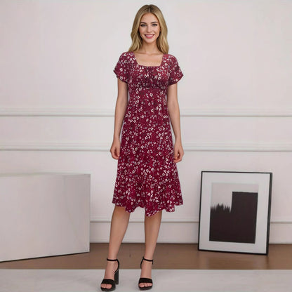 Chic and Stylish Women's Layered Floral Midi Dress