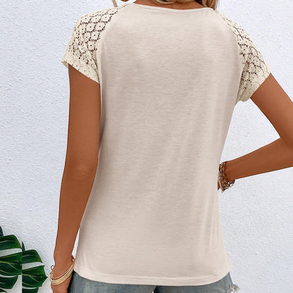 Dames élégant haut avec dentelle et encolure à œil de clé Chic und Stil