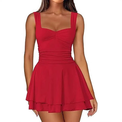 Robe skater pour femmes avec haut froncé et jupe évasée Chic und Stil