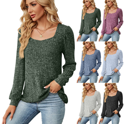 Dames pull confortable en tricot fin texturé avec décolleté large Chic und Stil