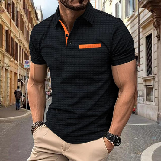 Polo homme en coton structuré à manches courtes avec design moderne Chic und Stil