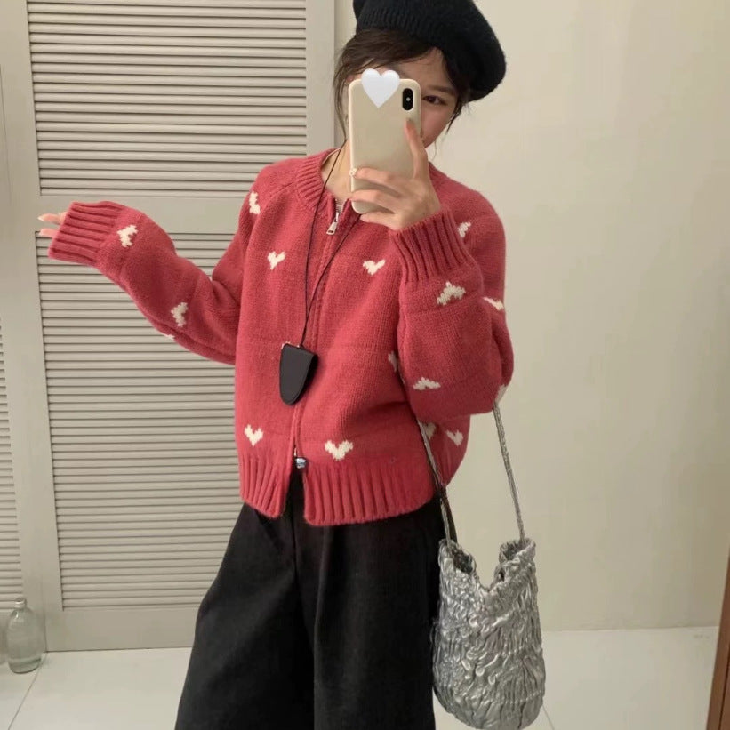 Dames confortable cardigan avec motif en cœur et détail élégant de boutons Chic und Stil