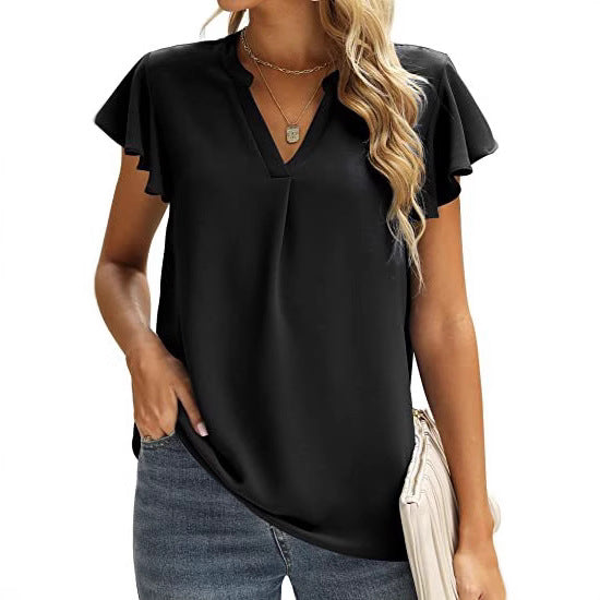 Chemisier dames avec détails froncés et décolleté en V Chic und Stil