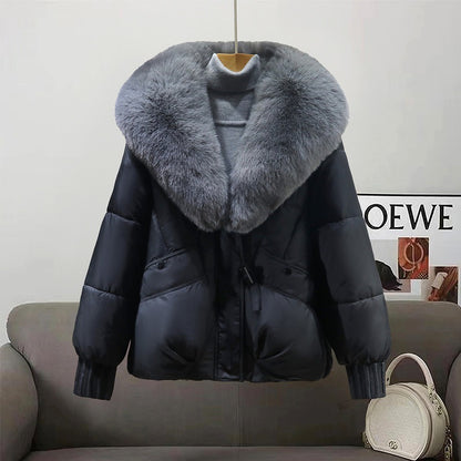Dames élégante veste d'hiver matelassée avec col en fausse fourrure amovible Chic und Stil
