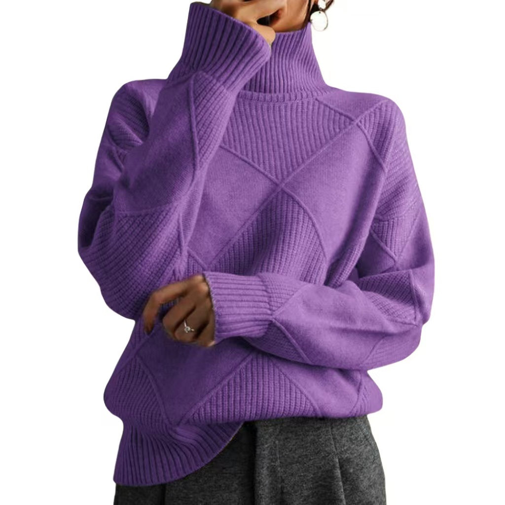Pull oversized pour femmes avec col montant et design structuré Chic und Stil