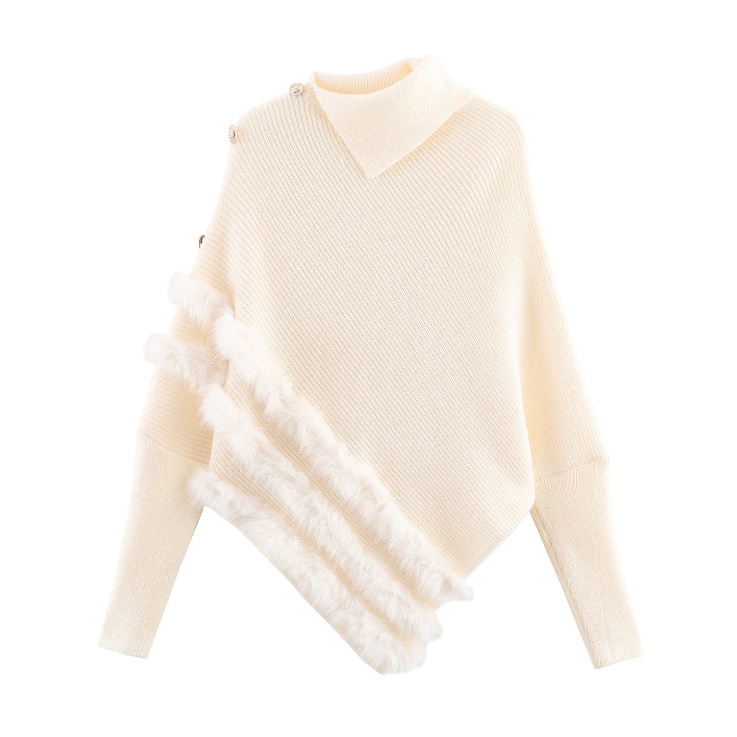 Pull en tricot pour femmes avec un mélange de laine fin et une élégante finition en fourrure Chic und Stil