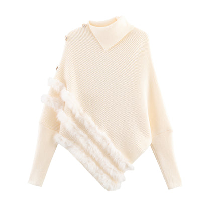 Pull en tricot pour femmes avec un mélange de laine fin et une élégante finition en fourrure Chic und Stil