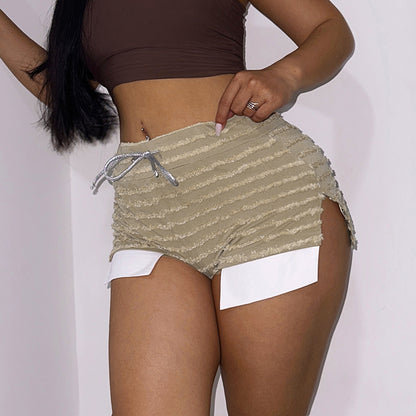 Shorts à cordon réglable à rayures mode pour femmes Chic und Stil