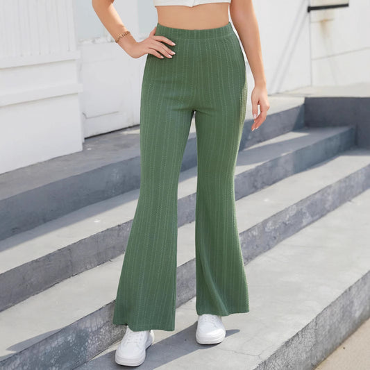 High-waisted flared pants for women with textured knit pattern Chic and Style