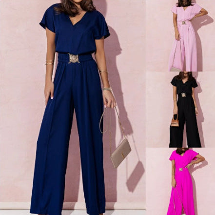 Dames élégant combi-pantalon avec détail ceinture Chic und Stil