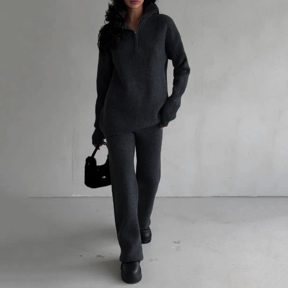 Dames pull surdimensionné douillet avec fermeture éclair courte Chic und Stil