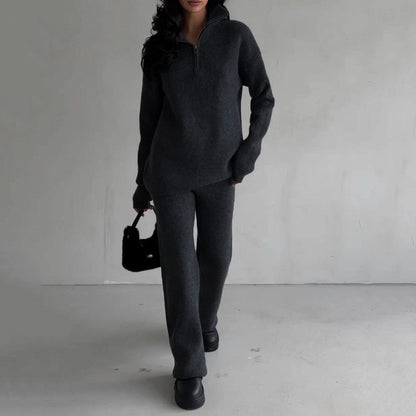 Dames pull surdimensionné douillet avec fermeture éclair courte Chic und Stil