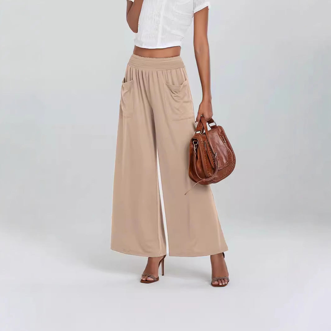 Women's Palazzo Pants with a Loose Fit, Elastic Waist and Convenient Pockets Chic and Style