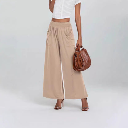 Women's Palazzo Pants with a Loose Fit, Elastic Waist and Convenient Pockets Chic and Style