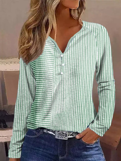 Chemise à manches longues pour femmes avec liste de boutons et motif rayé sophistiqué Chic und Stil