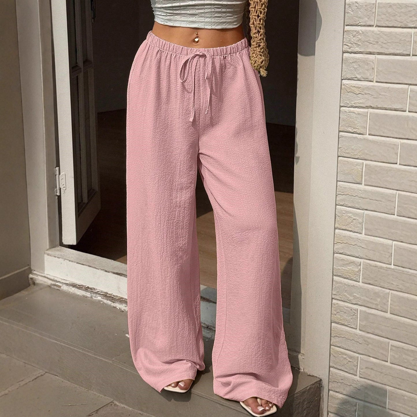 Wide Palazzo pants for women in lightweight and breathable material with elastic waistband Chic and Style