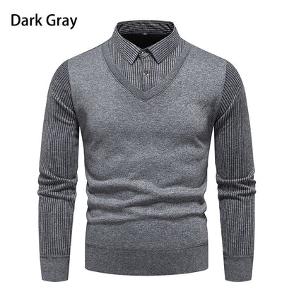 Pull en maille élégant pour homme avec décolleté en V et manches structurées Chic und Stil