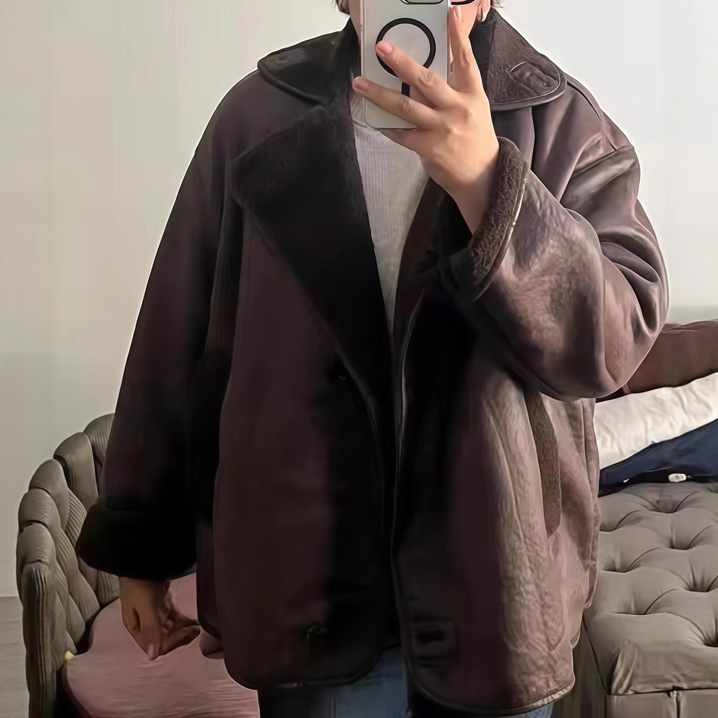 Dames élégante veste oversized avec doublure douce et structure raffinée Chic und Stil