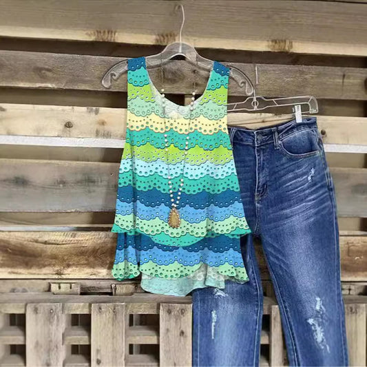 Top en débardeur à volants empilés pour femmes Chic und Stil