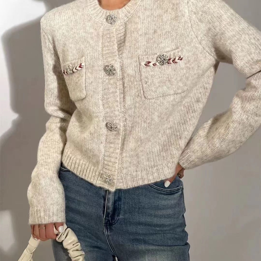 Dames élégante cardigan avec un design de boutons discret et poches Chic und Stil
