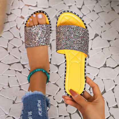 Sandales glissantes en strass glamour pour femmes Chic und Stil