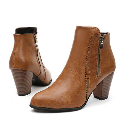 Bottes élégantes pour femmes avec fermeture éclair tendance et talon bloc confortable Chic und Stil