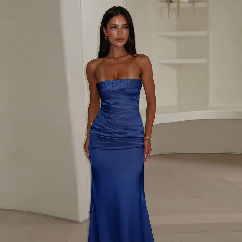 Dames élégante sans bretelles Satin-Gala Chic und Stil