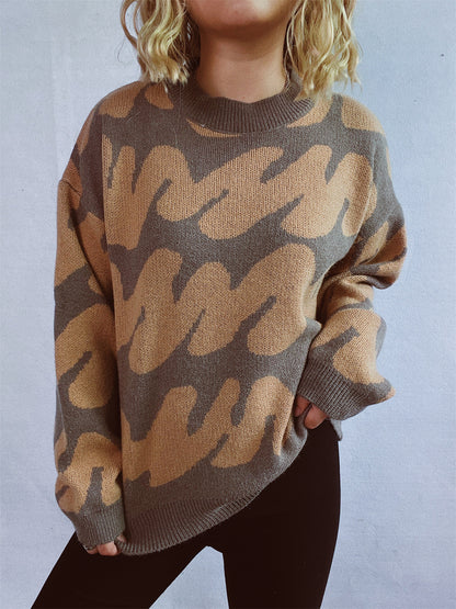 Pull décontracté pour femmes avec un design moderne de blocs de couleurs et des manches volumineuses Chic und Stil