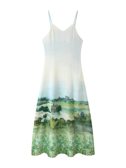 Robe maxi femme avec impression paysagère artistique Chic und Stil