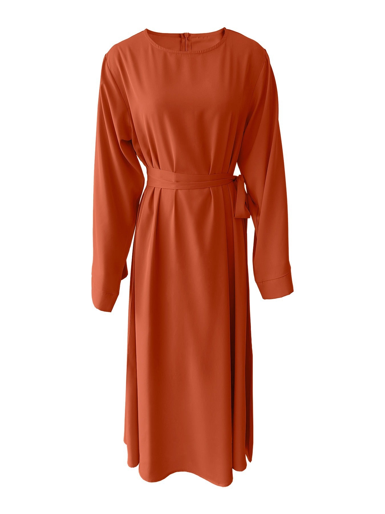 Robe midi pour femmes avec une ceinture de taille élégante et des manches longues Chic und Stil