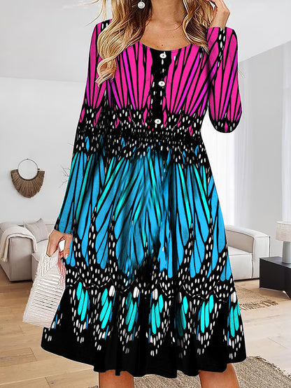 Robe maxi femme avec design unique de papillon et détails de boutons Chic und Stil