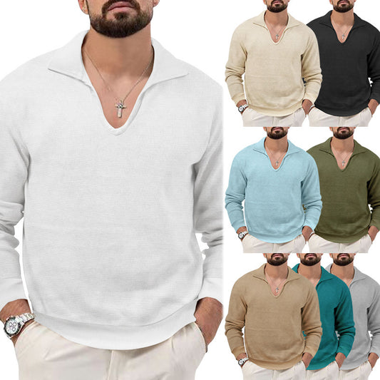 Pull pour homme à col en V tendance en matière tricot respirante Chic und Stil