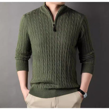 Pull homme avec zip et motif en relief en torsades Chic und Stil